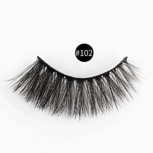 Detailed view of #102 black 3D volume eyelashes with dense curly synthetic fibers