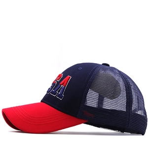 Detail of the high-quality 3D USA embroidery and premium stitching on the baseball cap