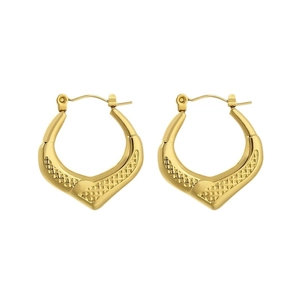 Minimalist gold stainless steel geometric earrings with elegant textured relief pattern