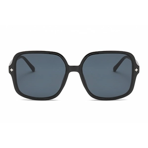 Vintage oversized square sunglasses with black frame and silver star metal accents