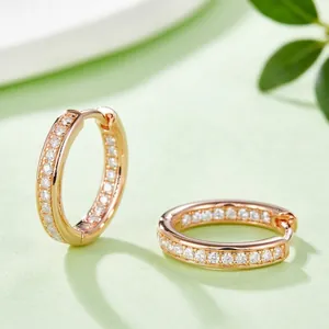 Sparkling 925 sterling silver hoop earrings with moissanite in rose gold finish