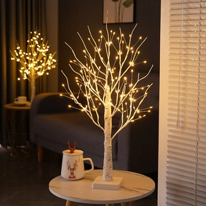 Decorative LED birch tree light with warm white glow for indoor Christmas and home decor