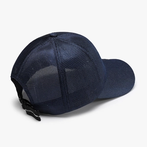 Dunkelblaue atmungsaktive Mesh-Baseballkappe für Outdoor-Sport mit verstellbarem Schnallenriemen