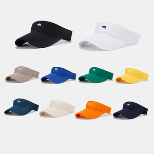 Unisex Cotton Polar Bear Embroidered Sun Visor Adjustable Topless Sports Hat For Outdoor Running Tennis Travel Summer Sun Hat