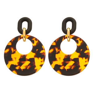 Retro geometric leopard resin circle drop earrings with stylish tortoise shell pattern