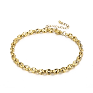 Minimalistisches goldenes Edelstahl-Fußkettchen mit ovalen Gliedern und Verschluss