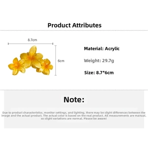 Detailed size chart of amber acrylic flower hair claw clip showing 8.7cm length dimension