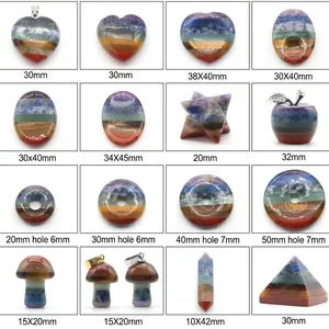 Set of 16 natural crystal chakra stones in heart, star, and pyramid shapes for healing