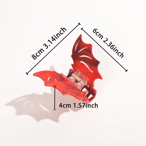 Red acetate bat wing hair claw clip for Halloween with 3.14 inch size dimensions