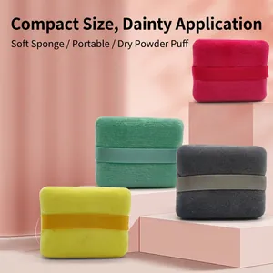 Square Makeup Powder Puffs Soft Crystal Velvet Sponge With Ribbon Handle For Loose Powder Foundation Beauty Tool