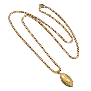 Vintage gold rugby pendant necklace in durable stainless steel with round box chain link
