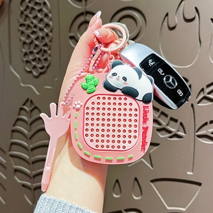 Portachiavi lavagna magnetica panda rosa con ciondolo a orsetto e ciondoli a mano