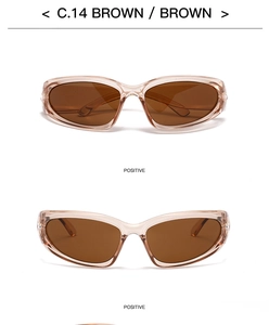 Front view of oval sports sunglasses featuring translucent brown frames and dark brown lenses