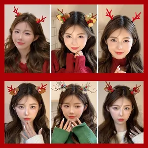 Christmas reindeer antler hair clips and festive headbands set for girls and women