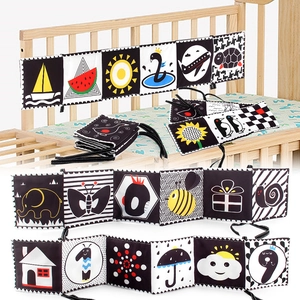 Baby Soft Cloth Book High Contrast Black White Red Sensory Toys For Newborn Infant Visual Stimulation Crib Bumper