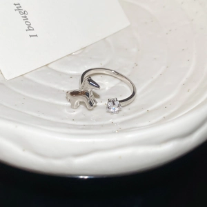 Detailed macro view of silver star ring with pony charm and sparkling zircon inlay