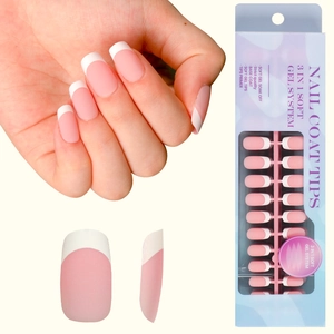 Détails du kit de faux ongles French dégradé rose et blanc avec pack de 24 pièces