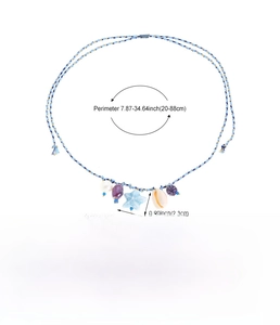 Collana blu stile oceano con ciondoli stella e conchiglia e specifiche sulle dimensioni