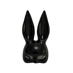Glossy black long-eared rabbit mask for Halloween costume parties and masquerade events