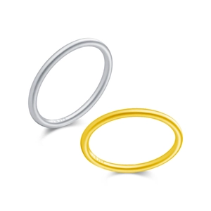 Minimalist S999 sterling silver rings with matte sandblasted finish in silver and gold