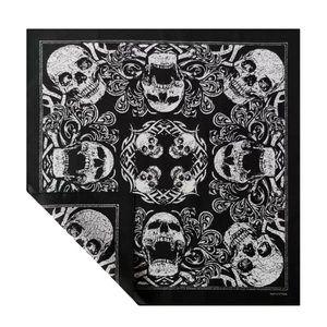 Black cotton bandana with white skull and paisley pattern for outdoor biking sports