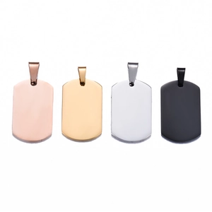 Polished stainless steel blank dog tag pendants in rose gold, gold, silver and black