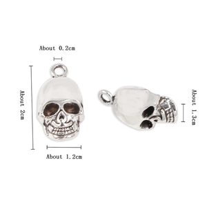 Silver alloy skull pendant charms with size dimensions for DIY jewelry making