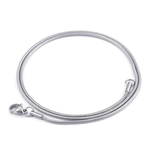 Collier chaîne serpent en acier inoxydable argenté poli avec fermoir mousqueton