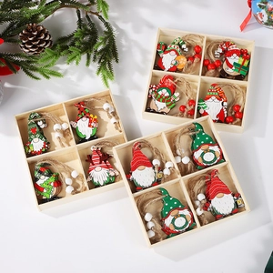 Christmas Wooden Gnome Hanging Ornaments Hand Painted Nordic Gonk Holiday Decorations For Tree And Home Decor