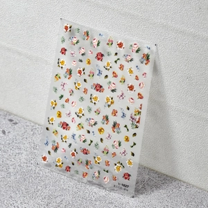 Pegatinas retro para uñas con rosas y margaritas, calcomanías florales ultrafinas