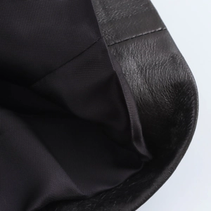 Women street style loose black PU faux leather blazer jacket with fine stitching detail