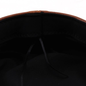 Brown PU leather beret hat featuring adjustable inner strap and crocodile pattern detail
