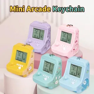 Mini Handheld Game Machine Keychain Retro Arcade Electronic Puzzle Toy With 26 Classic Games Macaron Color Plastic