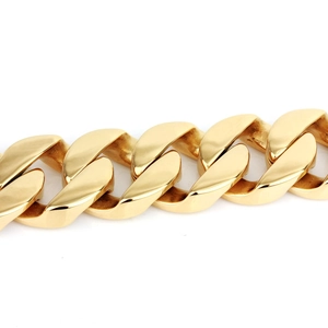 Polished gold curb link chain bracelet for men in high-quality stainless steel