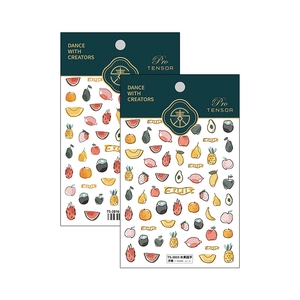 3D embossed fruit themed nail stickers featuring watermelon and pineapple designs