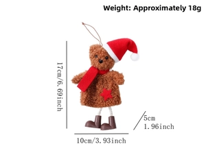 Detailed size specifications for handmade Christmas plush bear with festive accessories