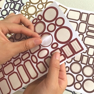 Vintage style decorative English label stickers for DIY journals with red border design