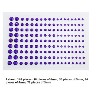 Set of 162 purple acrylic face gems in four sizes for sparkling festival makeup decor
