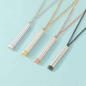 Cylinder Pendant Necklace 304 Stainless Steel Mirror Polished Memorial Cremation Urn Jewelry Telescopic Design Novelty