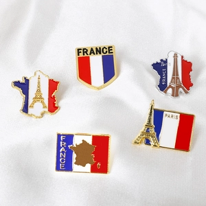 Épinglette En Émail Alliage De Zinc Drapeau Français Tour Eiffel Paris Thème Carte Souvenir De Voyage Broche Unisexe