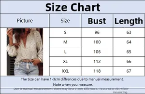 Detailed size chart for elegant floral lace blouse with tassel showing S to XXL dimensions