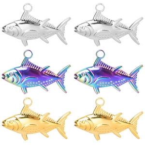 Fish Pendant Necklace Stainless Steel Vacuum Plated Gold Rainbow Color Animal Charm Fashion Jewelry For Women