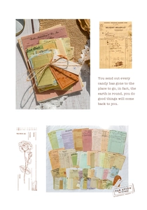 Detailed view of vintage paper material pack featuring antique receipts and labels