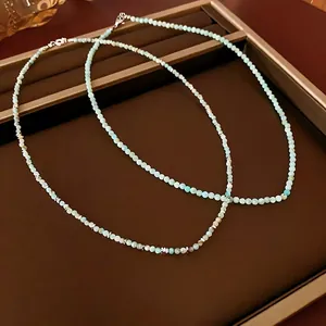 Amazonite Beaded Choker Necklace Minimalist Alloy Spacer Beads Elegant Fashionable Jewelry For Women