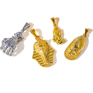 Gothic gold and silver stainless steel pendants featuring Pharaoh and skull motifs
