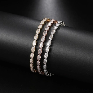 Three-color adjustable tennis bracelets with marquise cubic zirconia on display