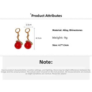 Snake drop earrings with red beads and rhinestones detailing product dimensions