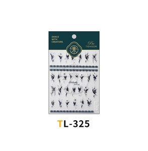 Detail view of butterfly nail art stickers in ink style design, model TL-325