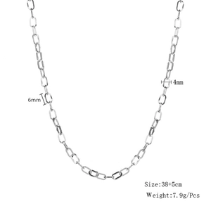 Detail showing dimensions of silver paperclip chain necklace with 6x4mm links