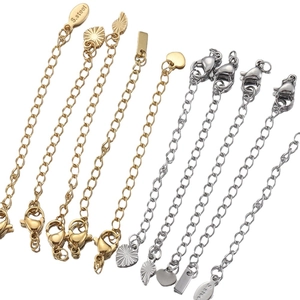 Chaînes d'extension en acier inoxydable doré 18k et argent avec fermoirs mousquetons